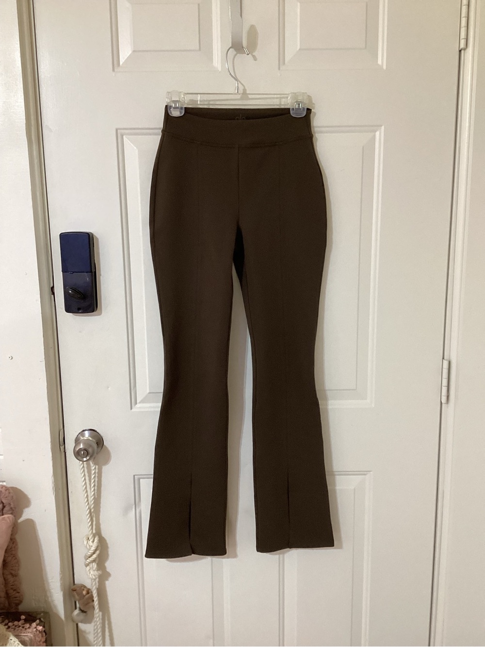 ALO Yoga Airbrush High Waist Pants with Front Slits in Brown